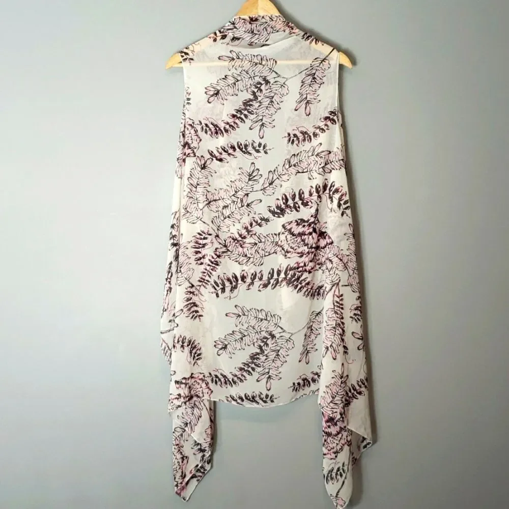 Floral Print Women's Scarf - Pink and White